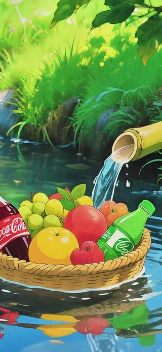 夏日溪流水果篮