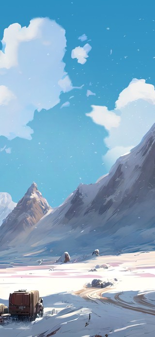 唯美雪山小路