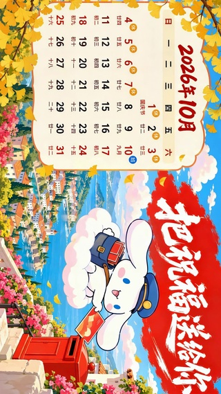玉桂狗送祝福十月日历壁纸