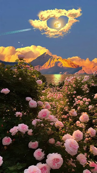 晚霞花海