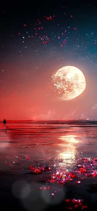 4k 海与月夜