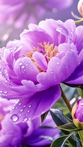 紫色牡丹花4K