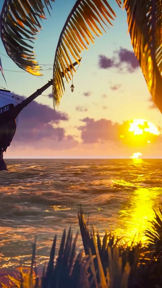 4K唯美夕阳海浪帆船