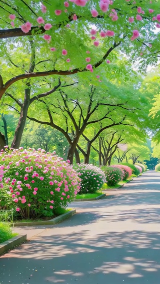 春日浪漫林荫花路