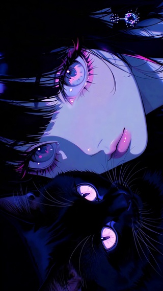 暗黑紫调少女与黑猫