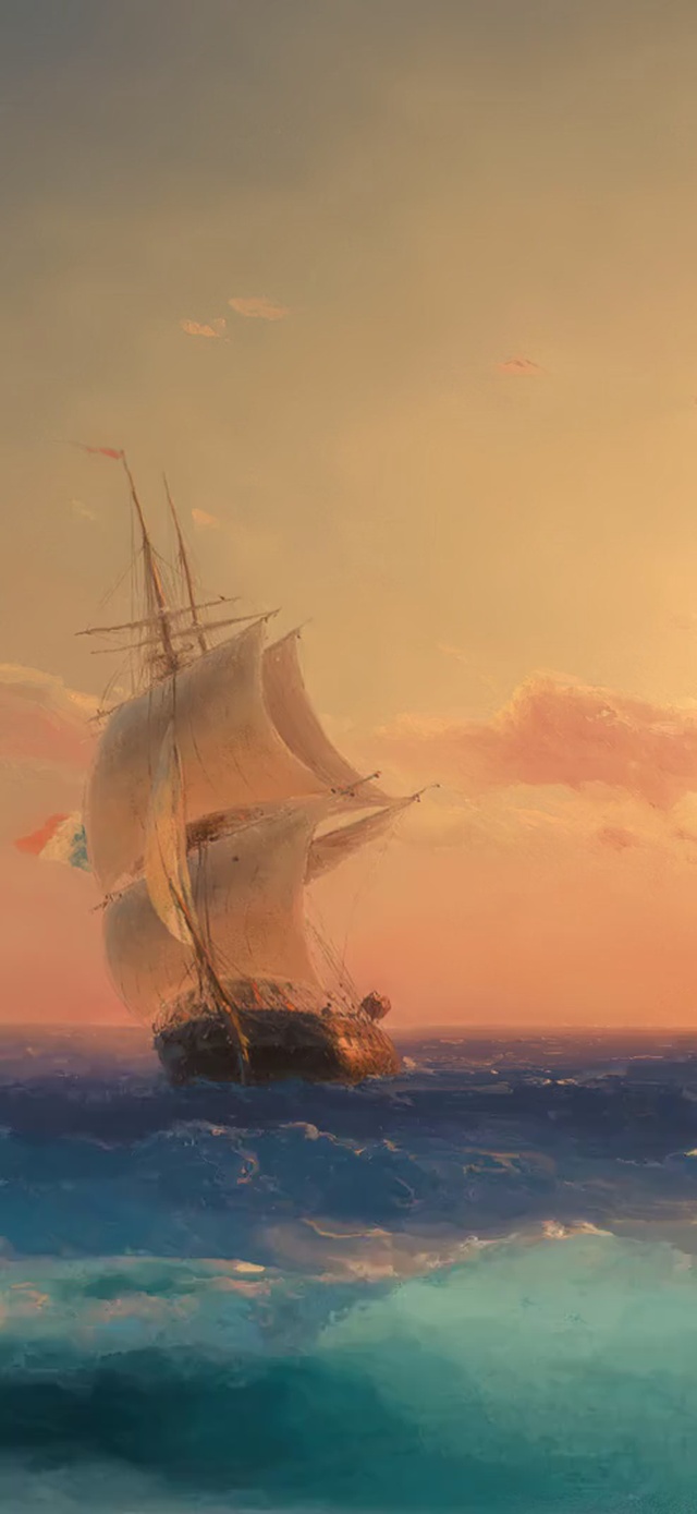 绘画 海景 帆船