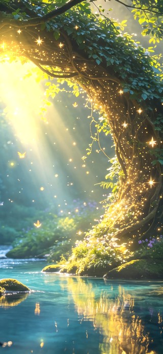 花漾壁纸|森林秘境的星光拱门