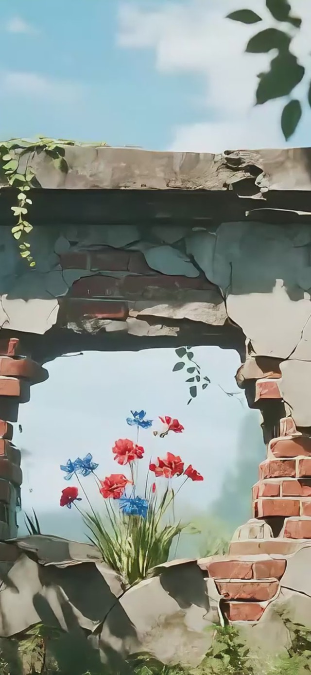 裂痕花墙