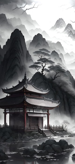 古风山川阁楼