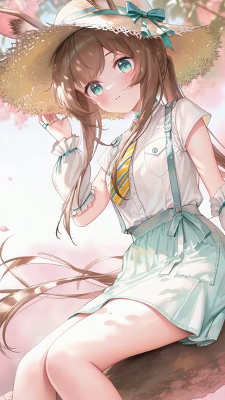 樱枝上的兔耳少女