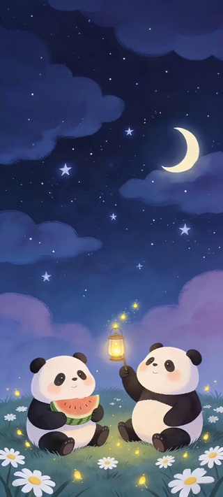 夏夜晚风可爱小熊