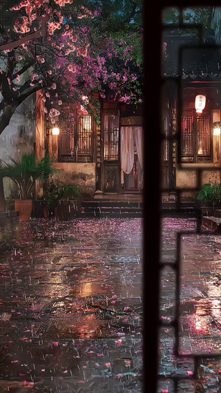 雨中小院