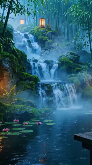 幽静竹林雨景