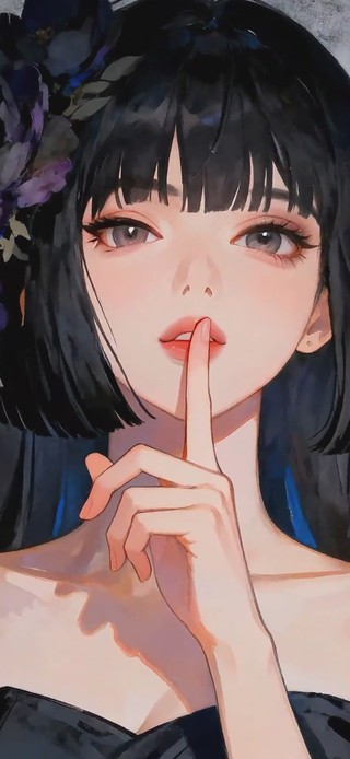 暗紫花簇噤声少女