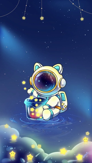 夜晚闪亮的宇航员星盒