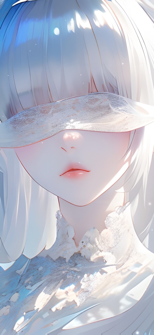 银发蒙眼女孩