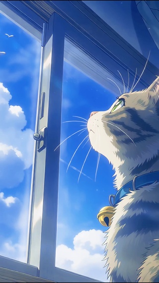 仰望天空的猫
