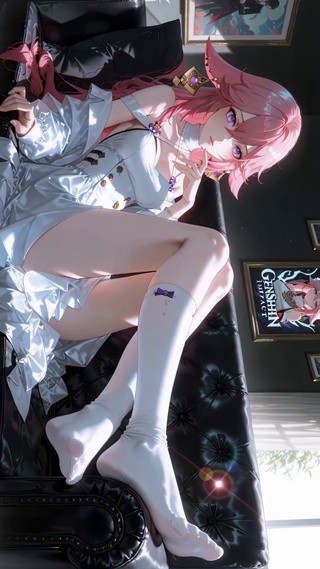 沙发白丝少女