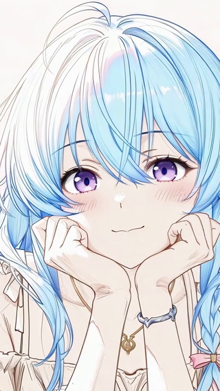 线画托腮少女-伊雷娜