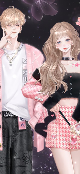 超甜梦幻情侣插画