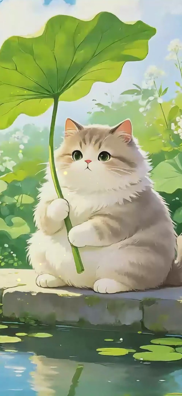 可爱荷塘猫