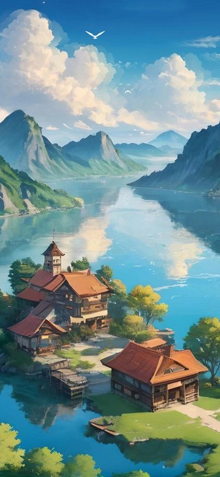 湖边小镇