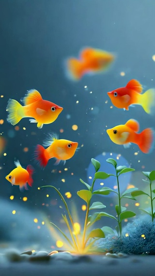 治愈唯美水下小鱼梦幻场景