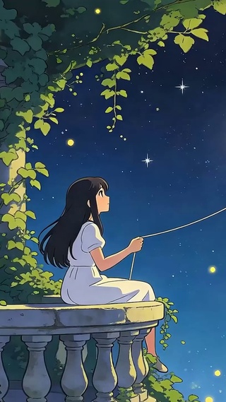 星空下女孩