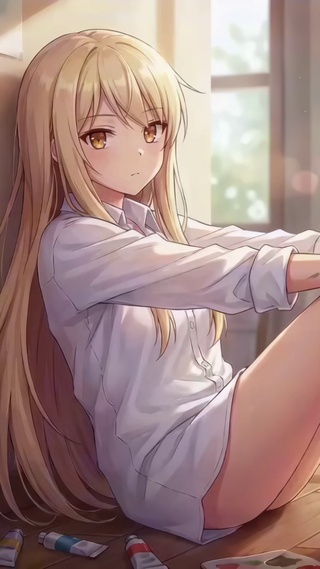 艺术角落的少女