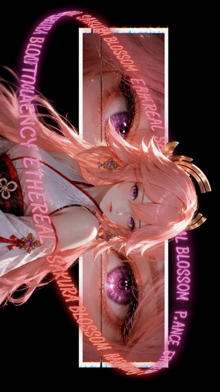 赛博风粉发二次元美少女
