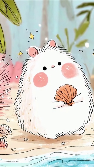 海边捡贝壳的小团子