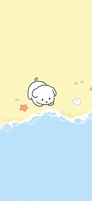 看海玩沙的小狗