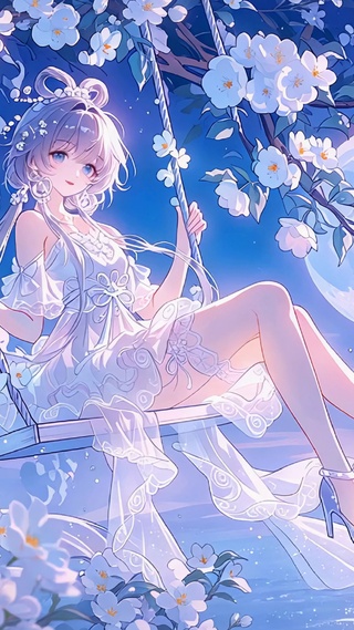 夏日月色 荡秋千