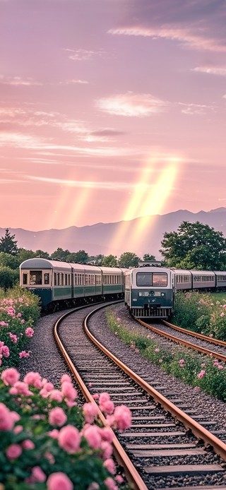 夕阳浪漫火车