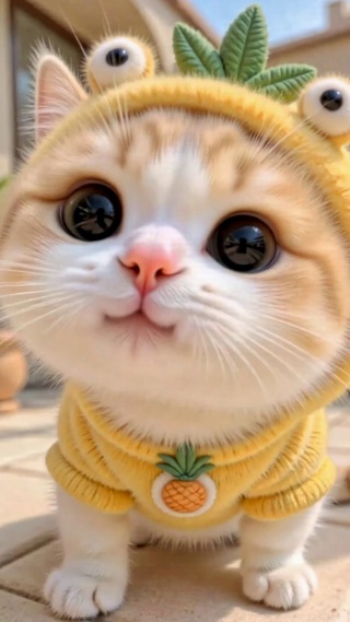 菠萝装可爱小奶猫