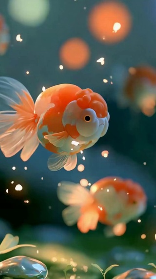 梦幻治愈水中兰寿金鱼