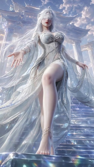 云巅水晶天宫白发女神
