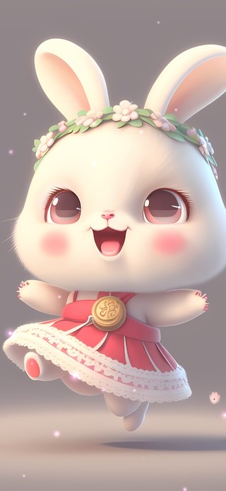 可爱粉色蹦蹦兔兔