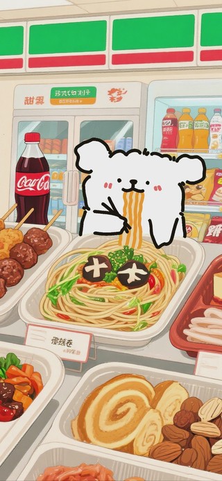 线条小狗吃吃吃的快乐时光