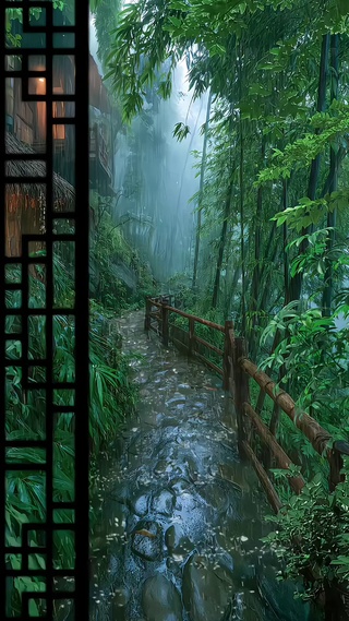 竹林暴雨