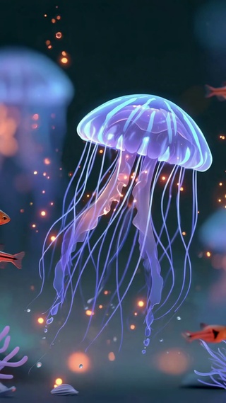梦幻深海发光水母