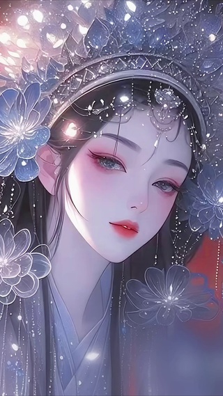 唯美白衣花旦戏曲美女