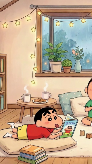 蜡笔小新雨天温馨玩伴时光