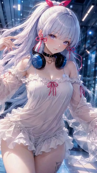蓝色都市白发少女