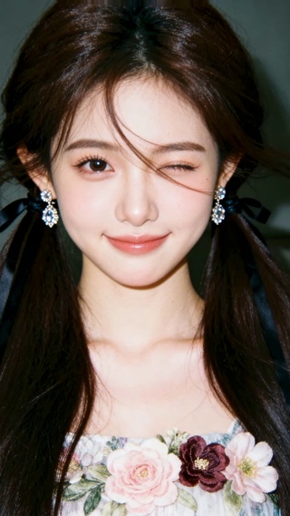 清甜双马尾眨眼美少女