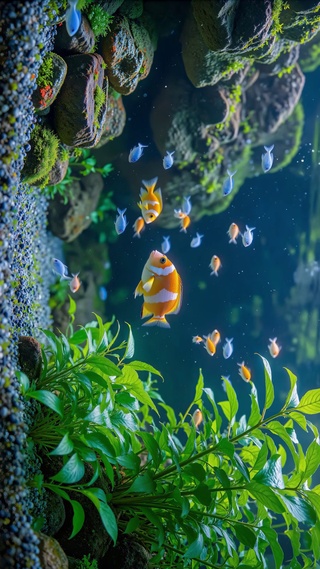 缸中水草鱼群