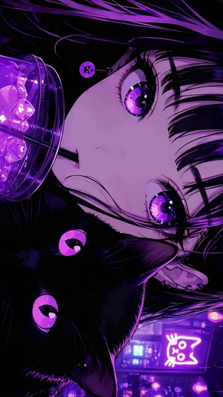 紫眸少女与黑猫