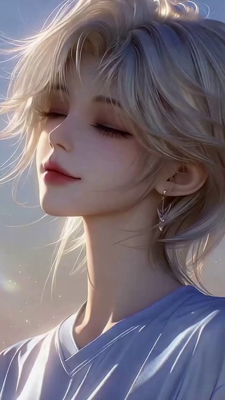 逆光治愈短发二次元美少女