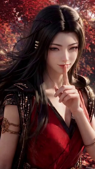 红枫古风红衣美少女