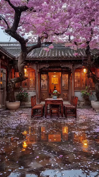 雨中院落
